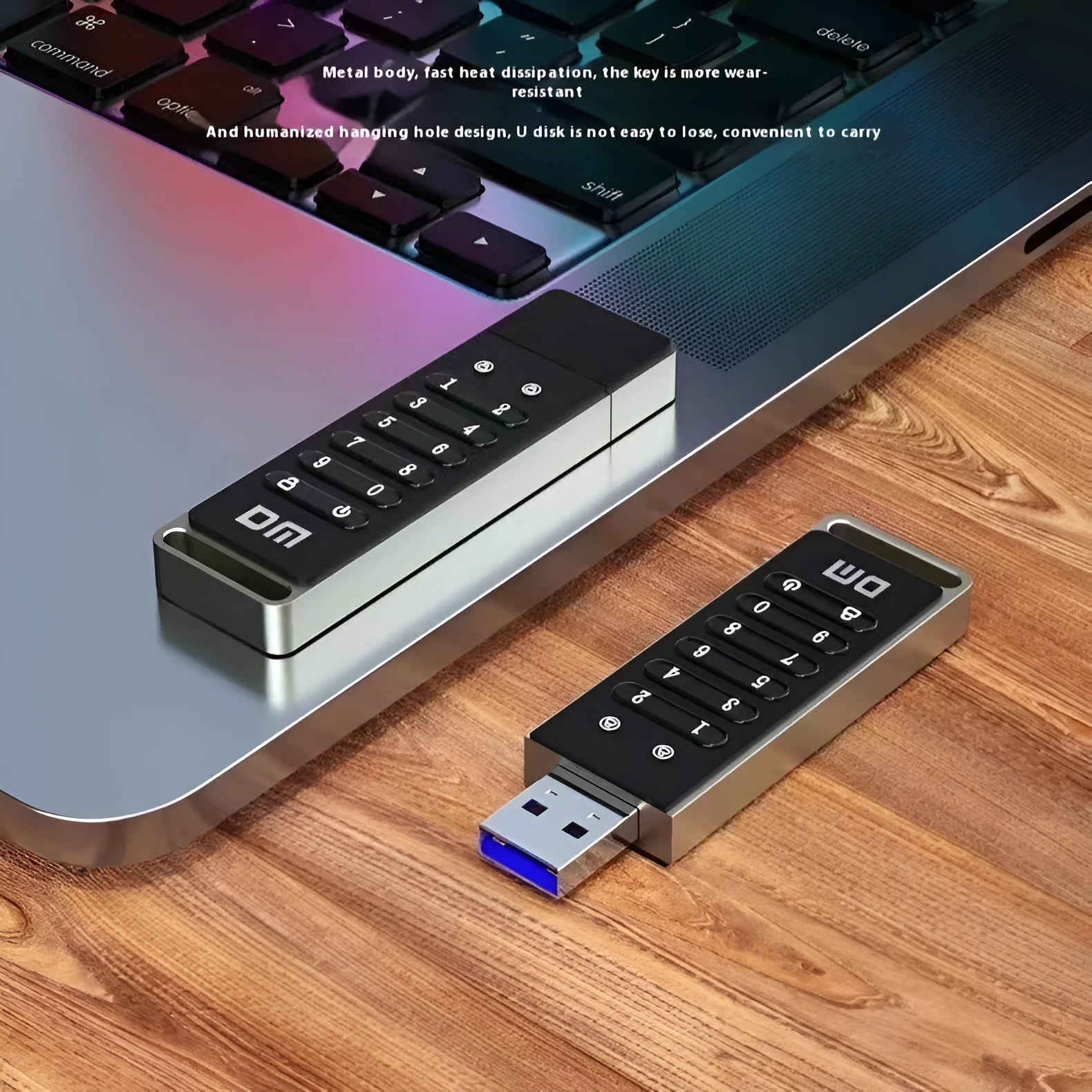 64GB metal fingerprint encrypted USB 3.0 flash drive with digital encryption button
