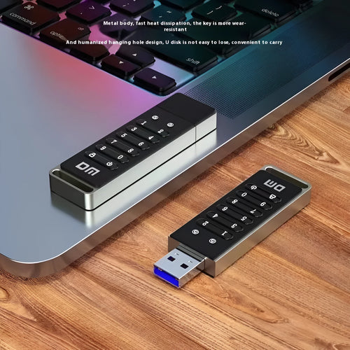 64GB metal fingerprint encrypted USB 3.0 flash drive with digital encryption button