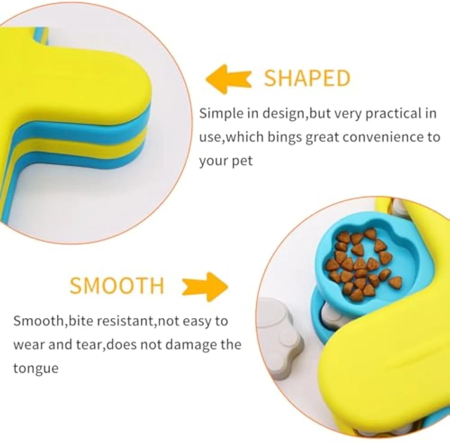 Yellow three-layer rotating dog puzzle feeder with anti-slip base for slow feeding and mental stimulation