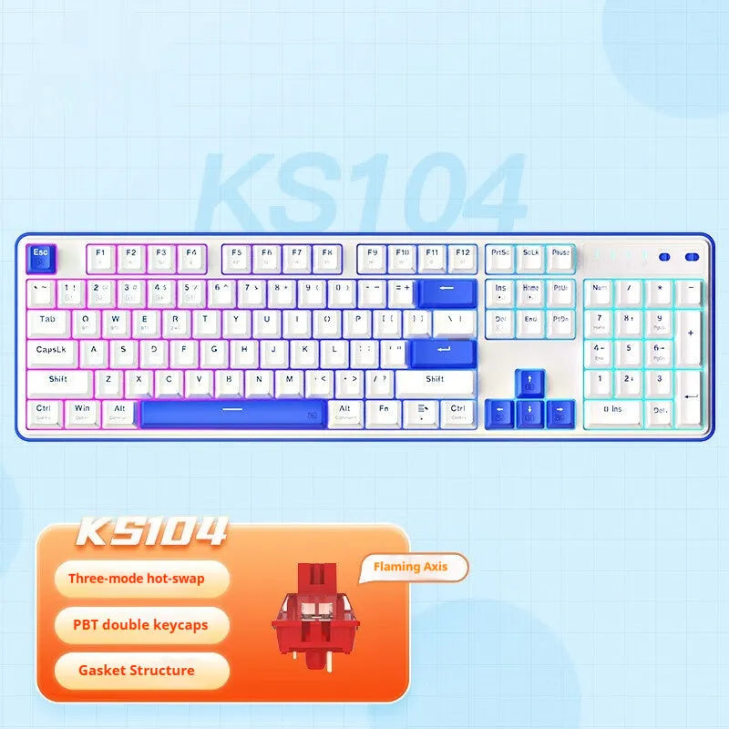 Red Dragon 104-key mechanical keyboard with RGB lighting and three connection modes