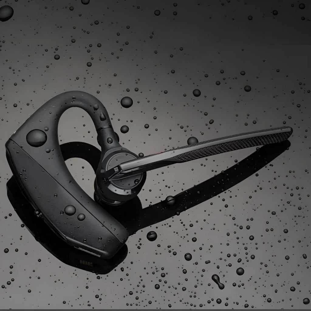 Black stereo Bluetooth sports headphones with a large battery and USB charging port.