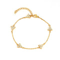 Women's geometric bracelet with triangular diamond cluster in gold or steel stainless steel with coloured stones
