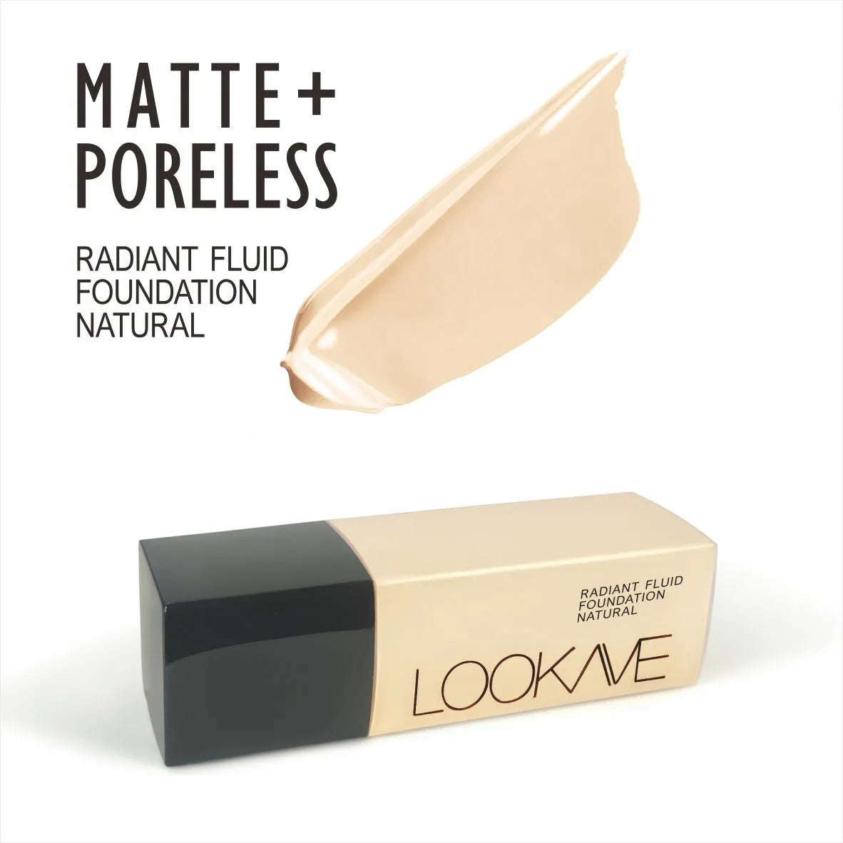 LOOKAVE matte liquid foundation bottle with 21ml content in Ivory White shade
