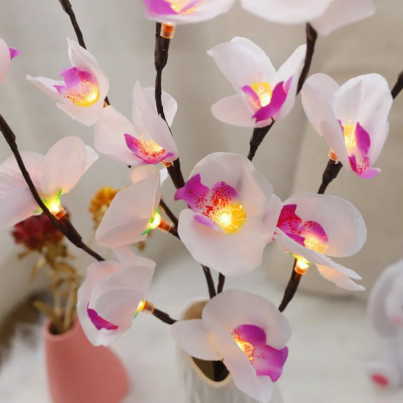 65 cm long pink LED phalaenopsis orchid branch decorative light with battery operation