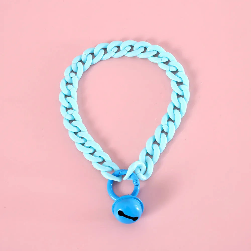 Plastic pet collar in macaron candy colours with chain design for cats, dogs and rabbits