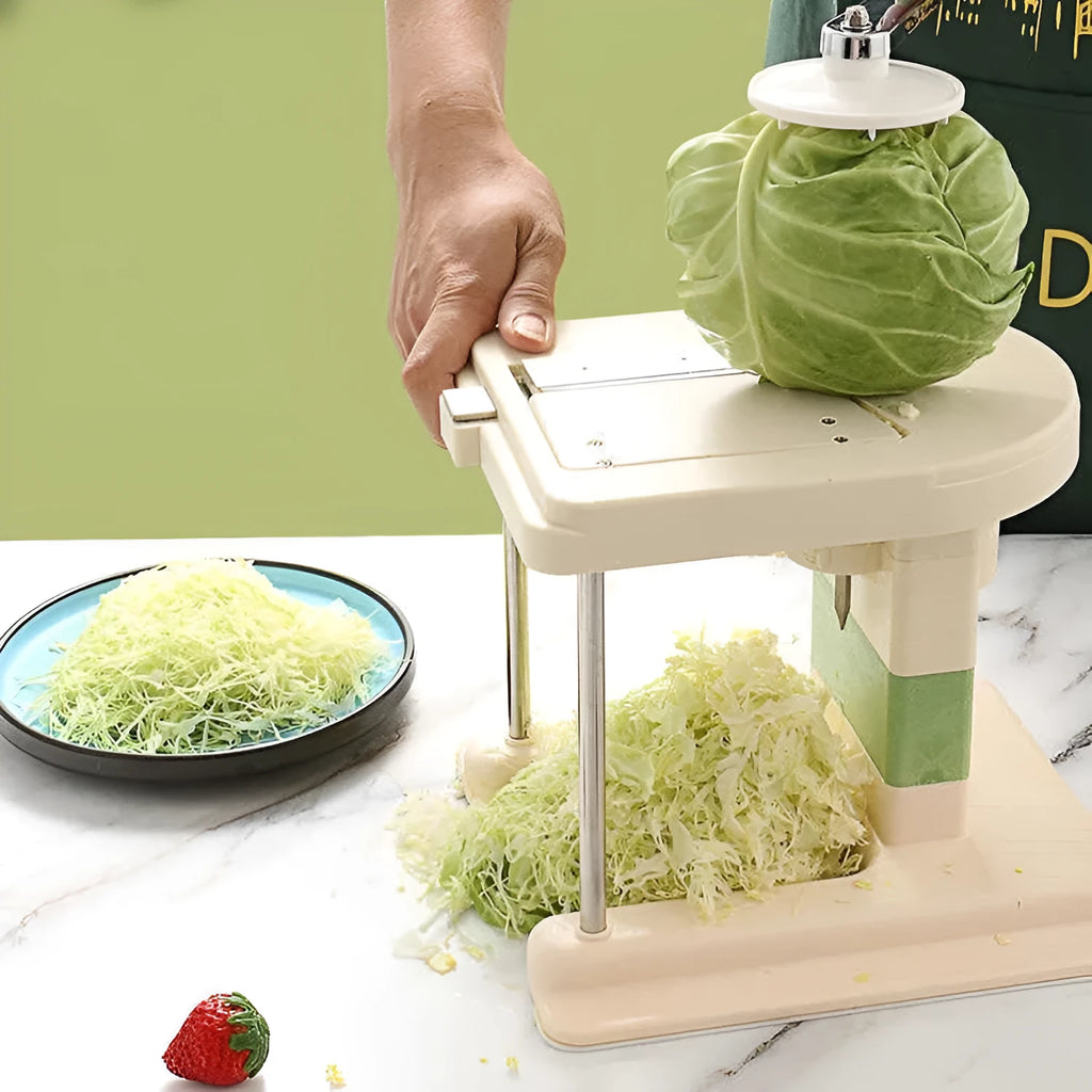 Beige household vegetable slicer and grater with stainless steel blades
