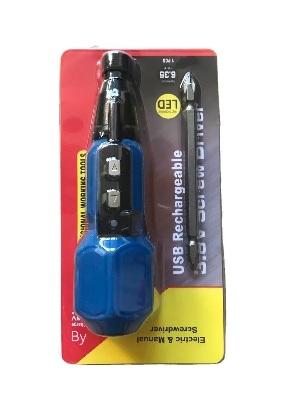 Alloy steel straight handle electric screwdriver with 36V lithium battery in black or blue colour.