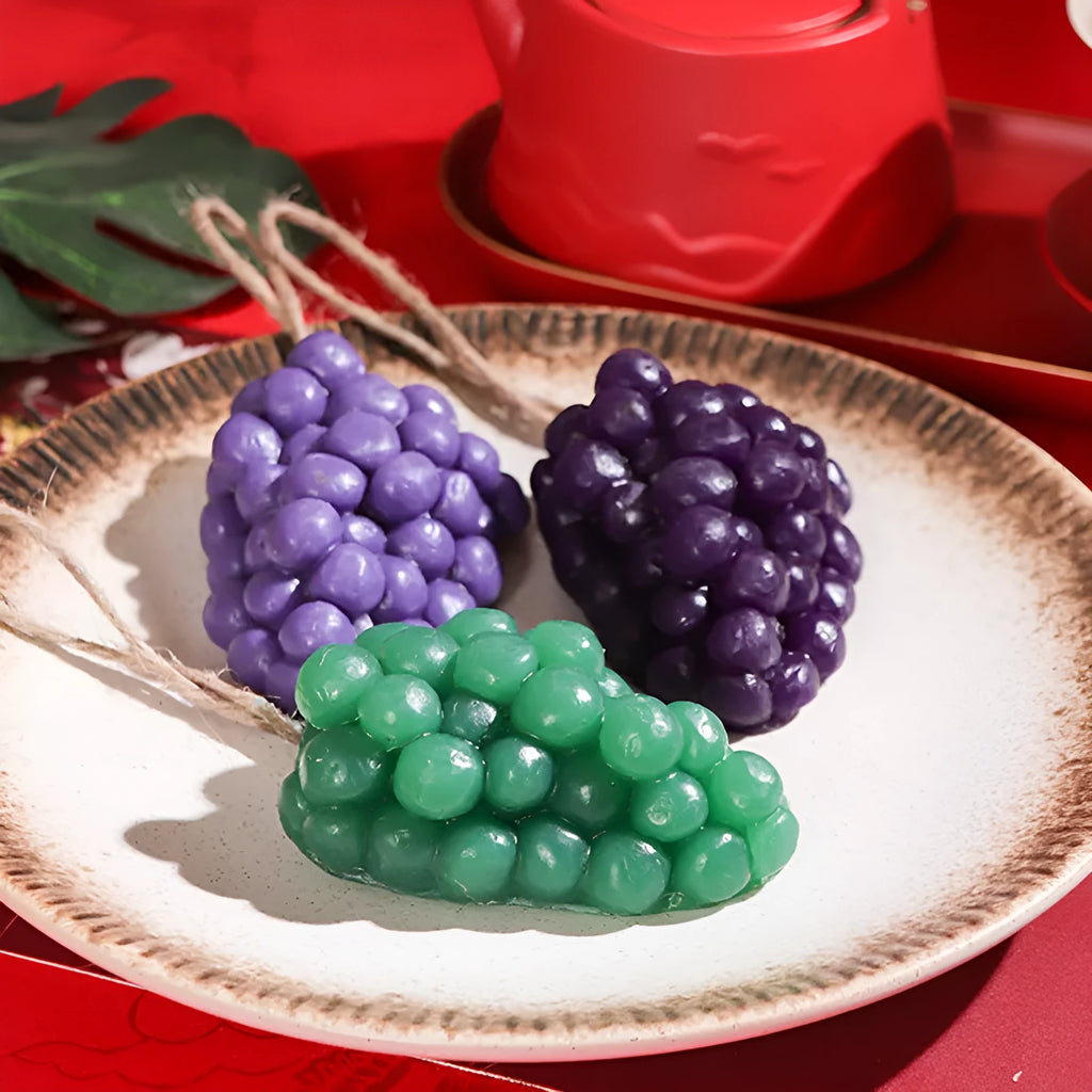 Purple and green handmade grape cluster soap bar weighing 80g