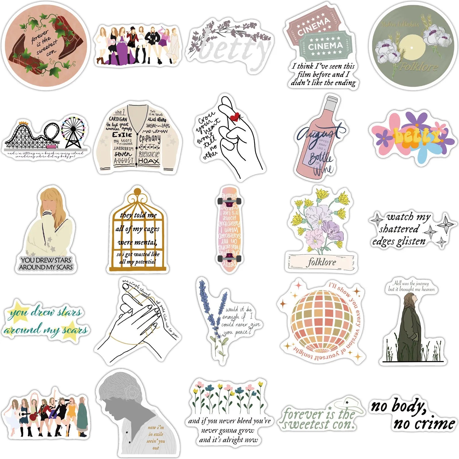 Waterproof adhesive stickers with graffiti cartoon designs for luggage labelling