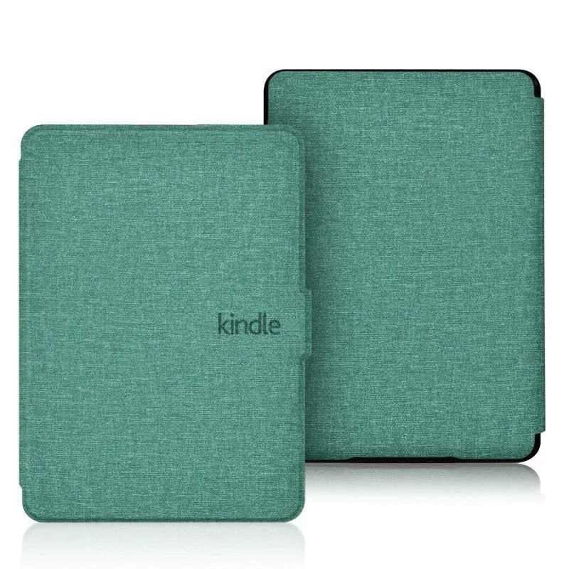 Linen leather style plastic protective case for Kindle Paperwhite with magnetic closure.
