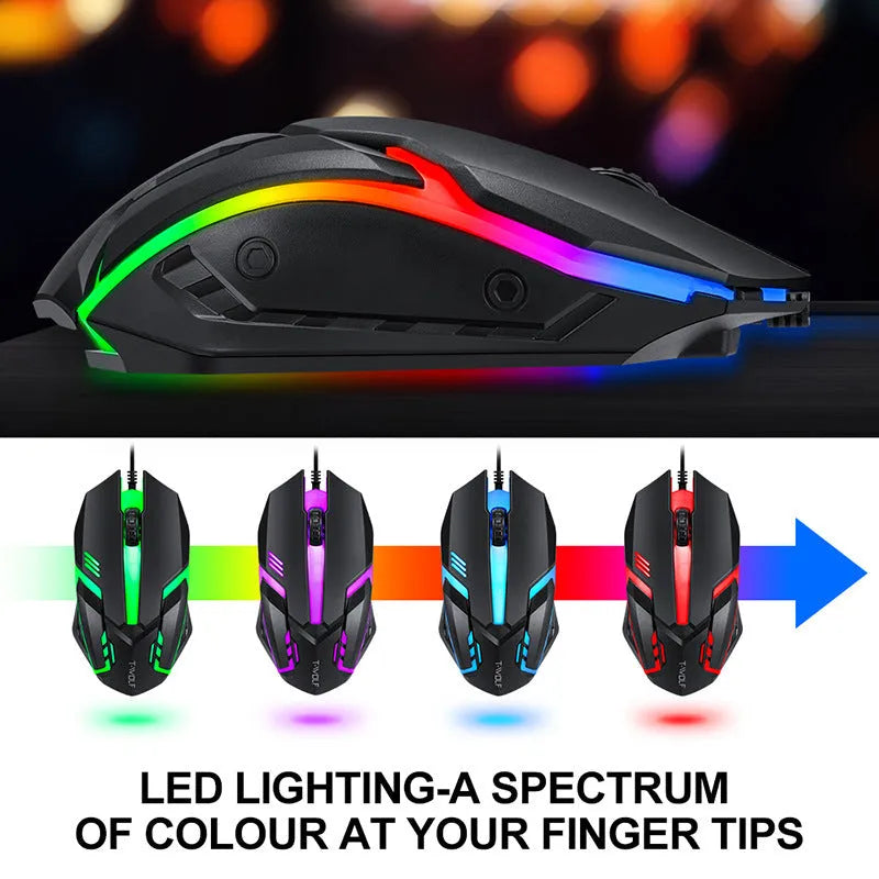 Thunder Wolf T800 gaming set with Spirit Snake keyboard, mouse, headset and mouse pad on desk