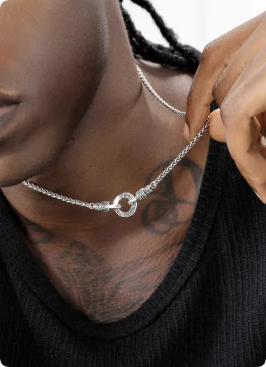 S925 sterling silver clavicle necklace with pendant on a model, showing 50cm, 55cm, and 60cm length options.