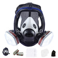 KN95 gas activated carbon spherical full face mask with blue edge design and trapezoidal canister