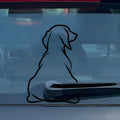 Cartoon dachshund dog rear wiper car sticker decal in black and white colour options.