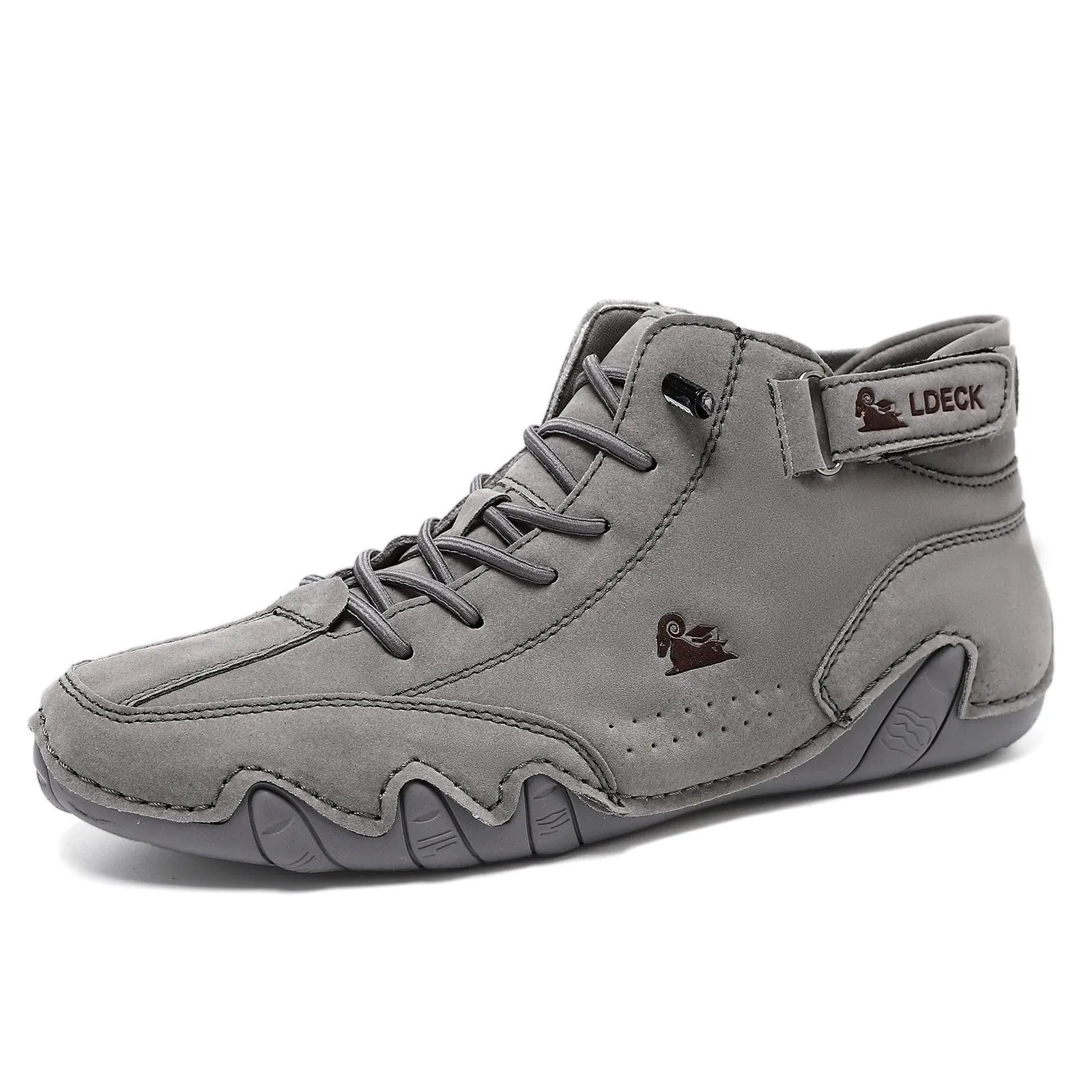 Men's Octopus high top shoes in khaki, grey, or black with rubber sole and microfiber upper