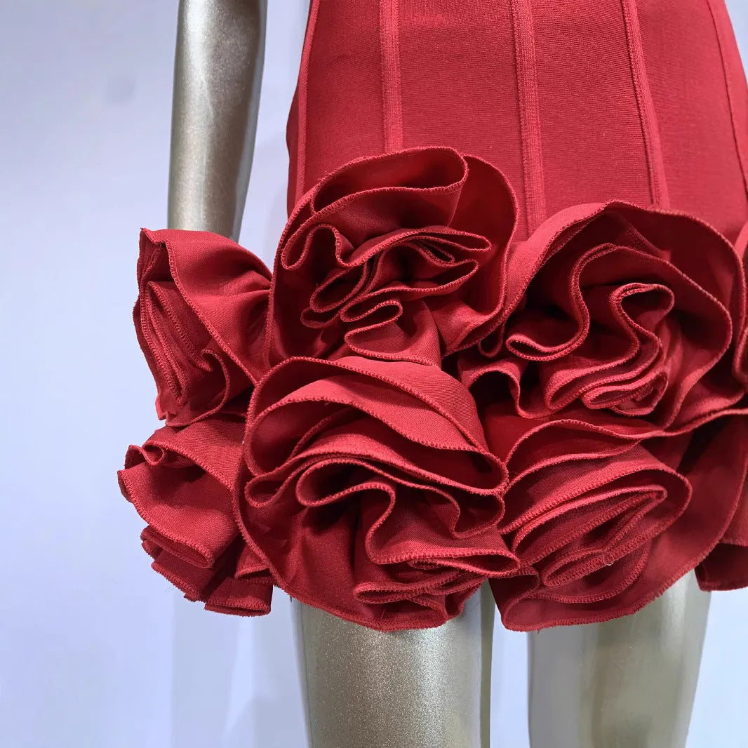 Women's solid colour urban style polyester dress in red, white, or black with mid waist