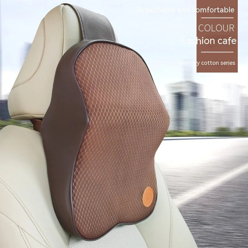 Memory foam automotive headrest pillow and lumbar support pillow set in various colour options