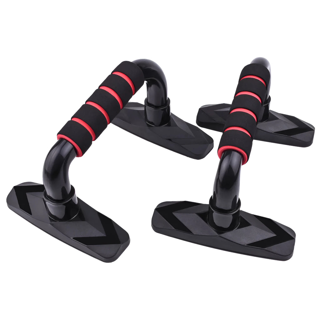 Pair of I-shaped diamond push up bars with PP sponge grip, shown in blue colour.