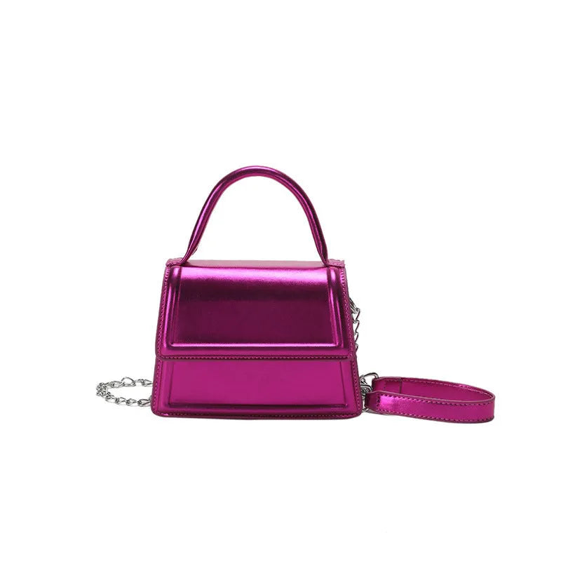 Retro square PU leather crossbody bag in six colours with visible sewing line details.