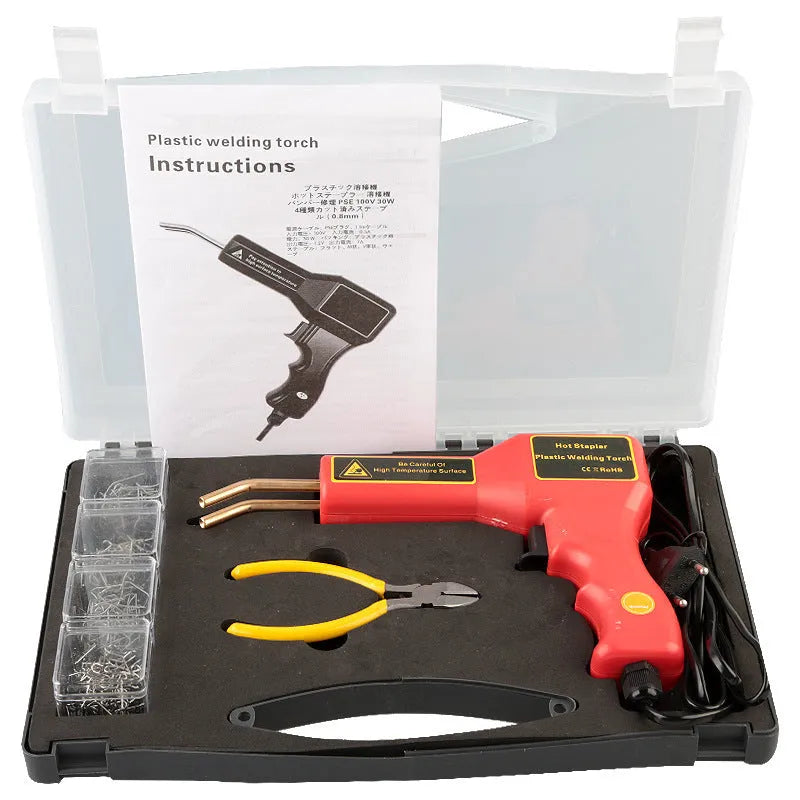 Professional plastic welding gun for car bumper repairs with LED light and 1.7m power cord