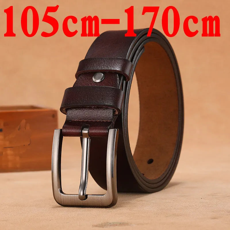 Square-head pin buckle jeans strap belt in black or brown with alloy laser buckle
