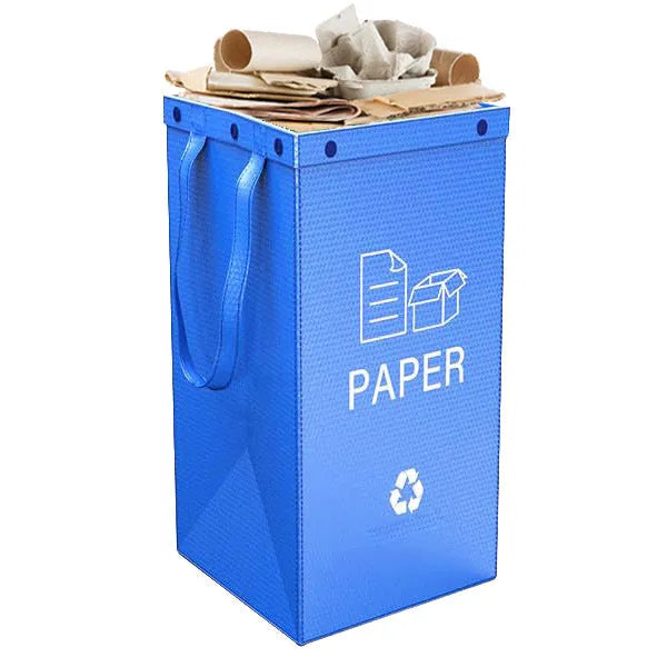 Blue reusable waterproof 40-litre PP plastic storage bag for recycling and waste sorting.