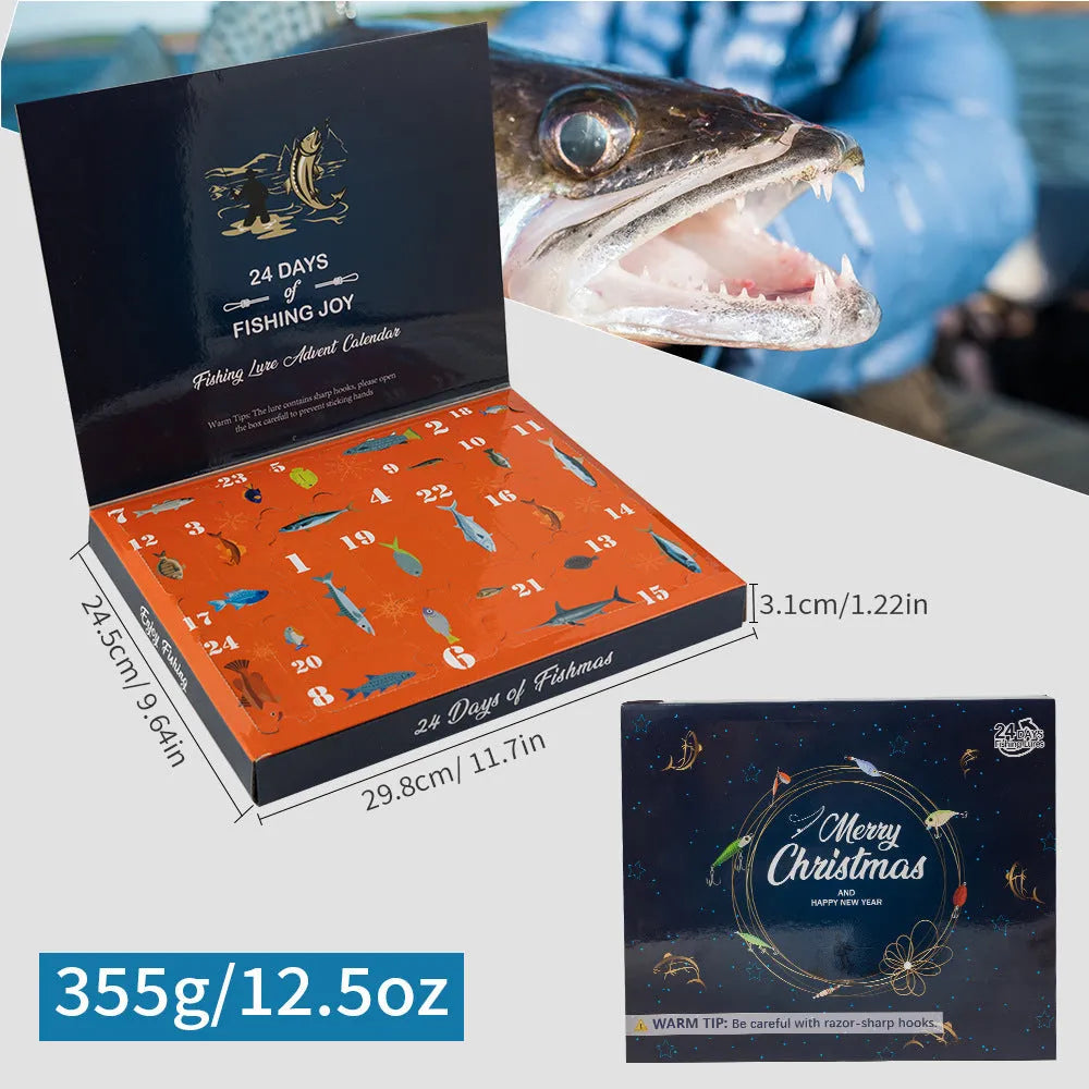 Christmas Mino Bog 24-piece metal fishing set in 01 style colour blind box