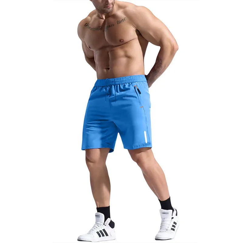 Men's grey bamboo fibre sports shorts with an elastic drawstring waistband.
