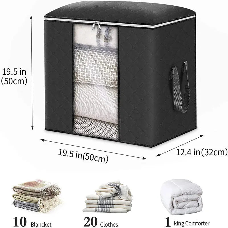 Non woven fabric quilt storage organiser bag with compression seal in beige colour