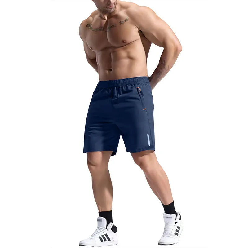 Men's grey bamboo fibre sports shorts with an elastic drawstring waistband.