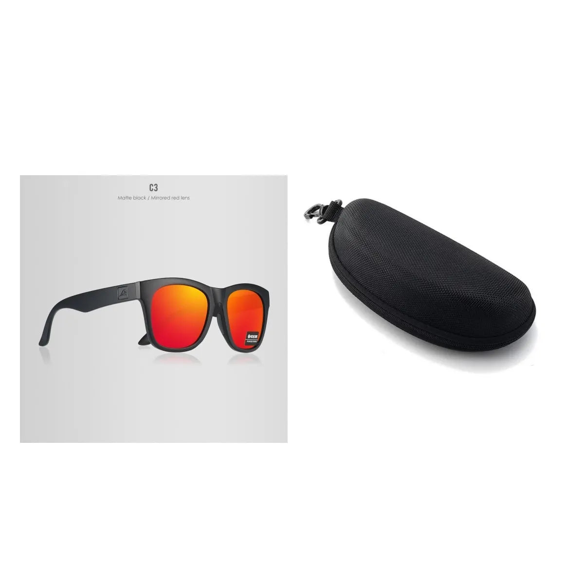 Polarised sunglasses with TAC lens and PC frame for outdoor UV protection
