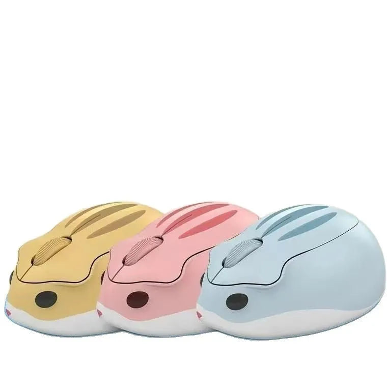 Hamster wireless mute mouse in yellow, pink, or grey with Bluetooth connectivity and compact design