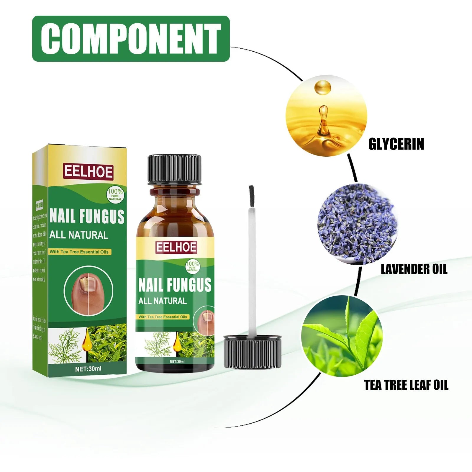 30ml bottle of tea tree oil nail repair solution for hand and foot care with thick nourishing formula