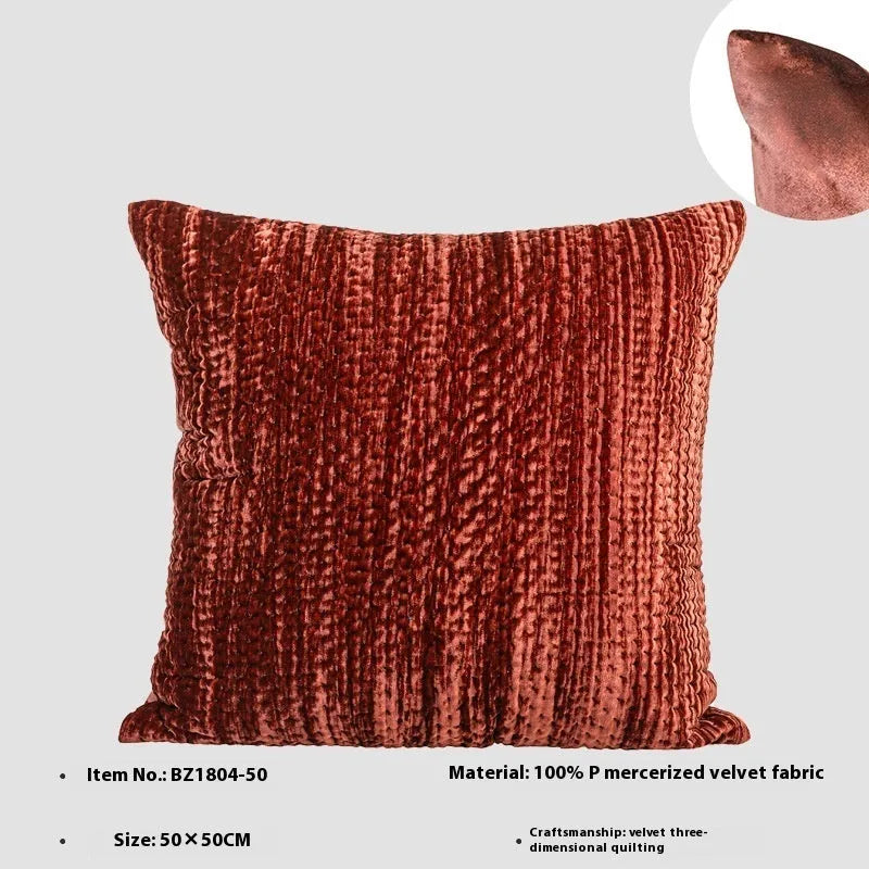Antique style modern cushion pillow with quilted velvet texture in green, red, mocha, or orange colours