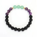 Dongling long yoga lotus pendant necklace and bracelet set with geometric alloy pendant and stone beads.