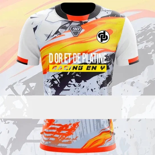 Men's printed sports t-shirt in bird eye polyester fabric with loose fit and short sleeves