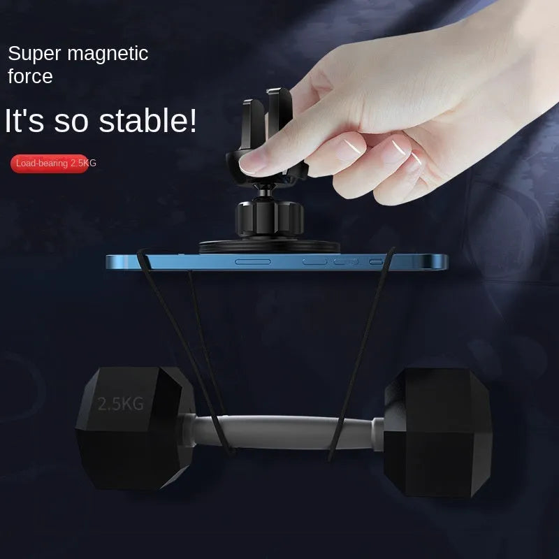 Black aluminium alloy car dashboard magnetic phone holder with air vent clip mounting