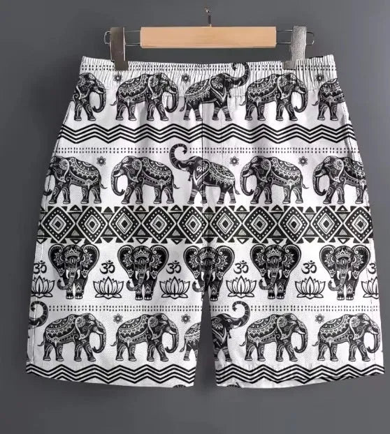 Men's lightweight polyester casual sports shorts available in multiple patterns and colours, sizes S to 5XL