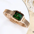 Women's square retro casual watch with rose gold case in six colour variations