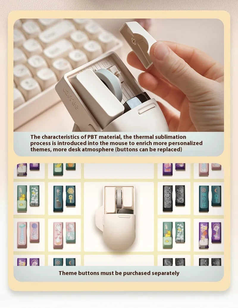 Tofu coloured wireless computer mouse with ergonomic right-handed design showing multiple buttons