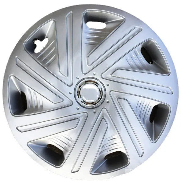 Universal monochrome car wheel hub cover in ABS plastic for 13 to 16-inch wheels.