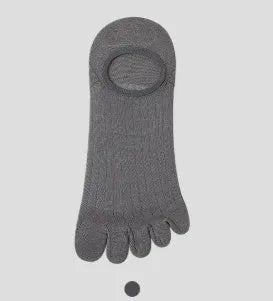 Modal cotton five-finger ultra-thin breathable boat socks in black, shown in a flat lay.