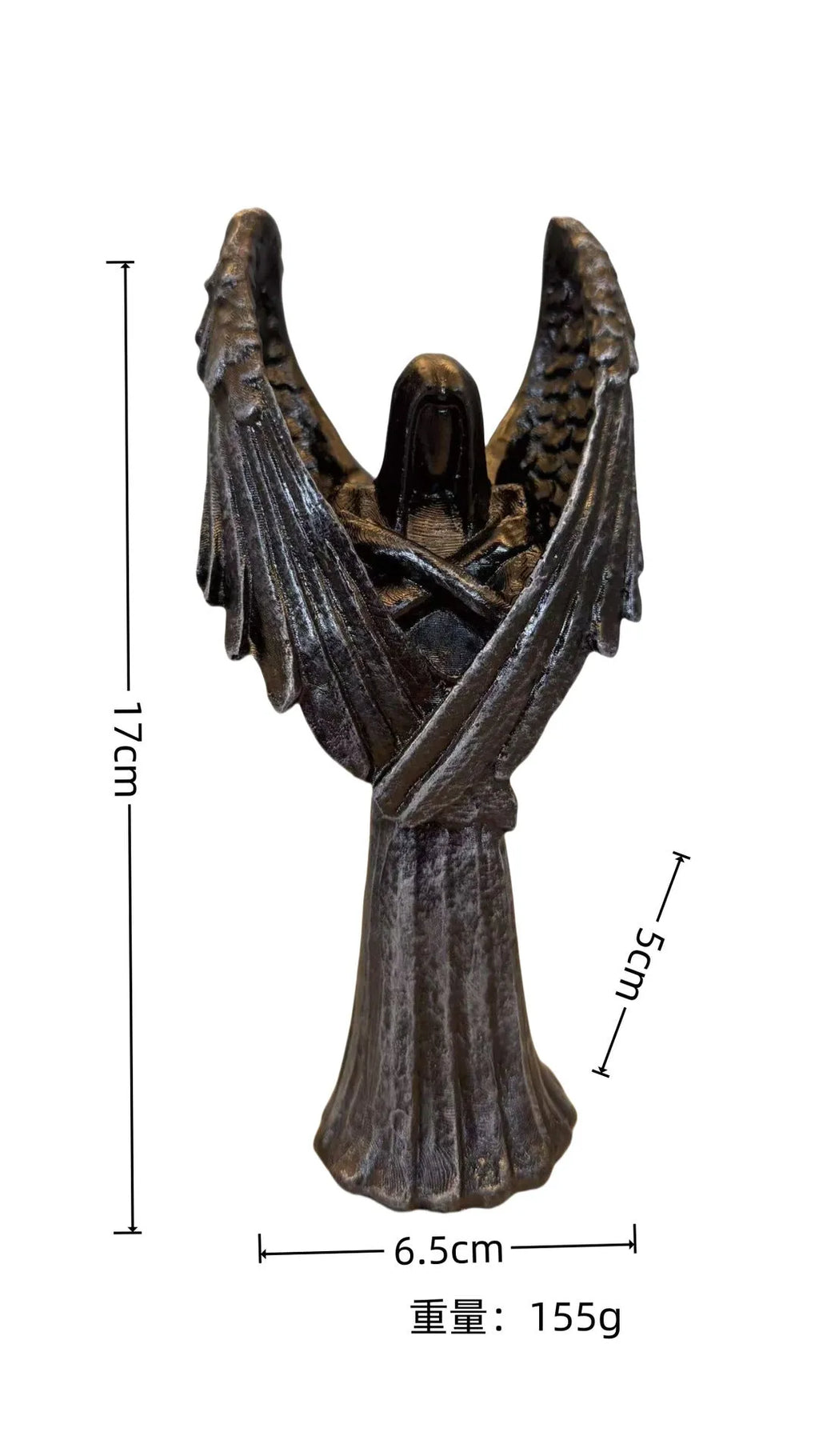 Dark Angel Statue resin decorative sculpture on display, showing gothic design and 17cm height.