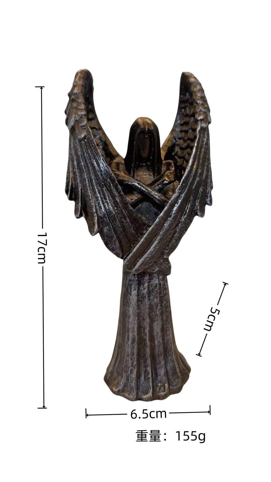 Dark Angel Statue resin decorative sculpture on display, showing gothic design and 17cm height.