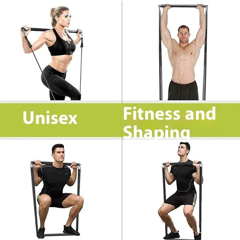 Two-segment push-and-pull fitness stick with rope for yoga and Pilates resistance training