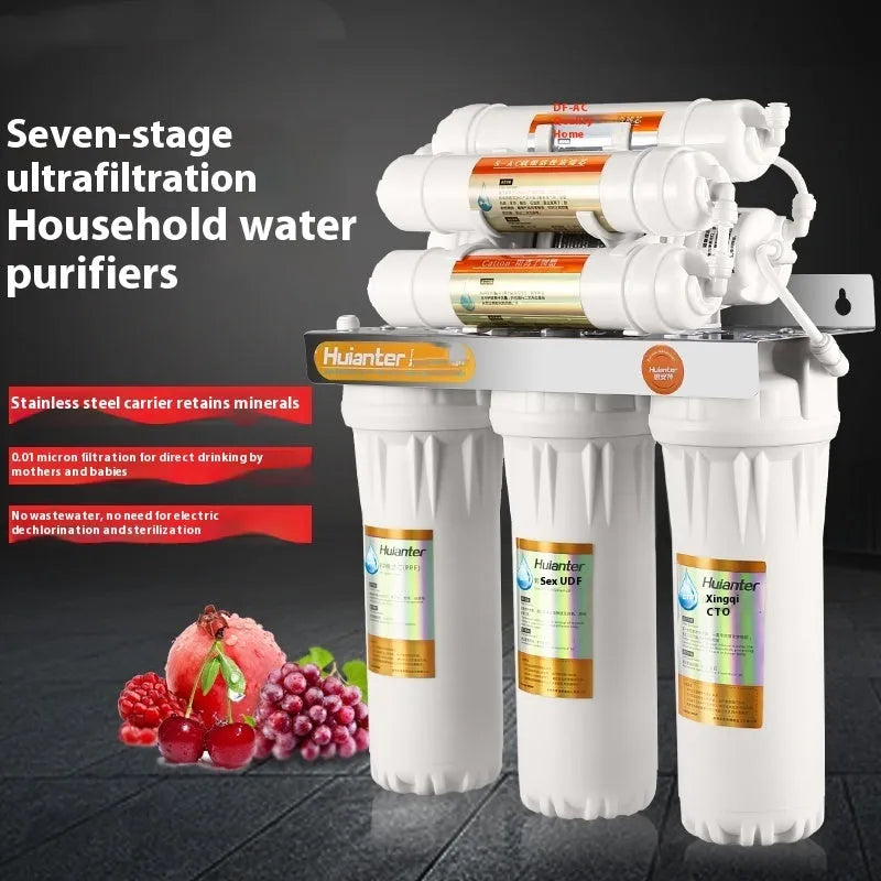 White plastic water filter cartridge for household tap water purification.