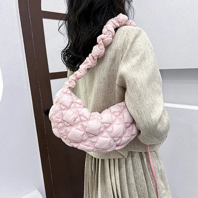 Women's casual nylon messenger bag in a solid colour with a long shoulder strap