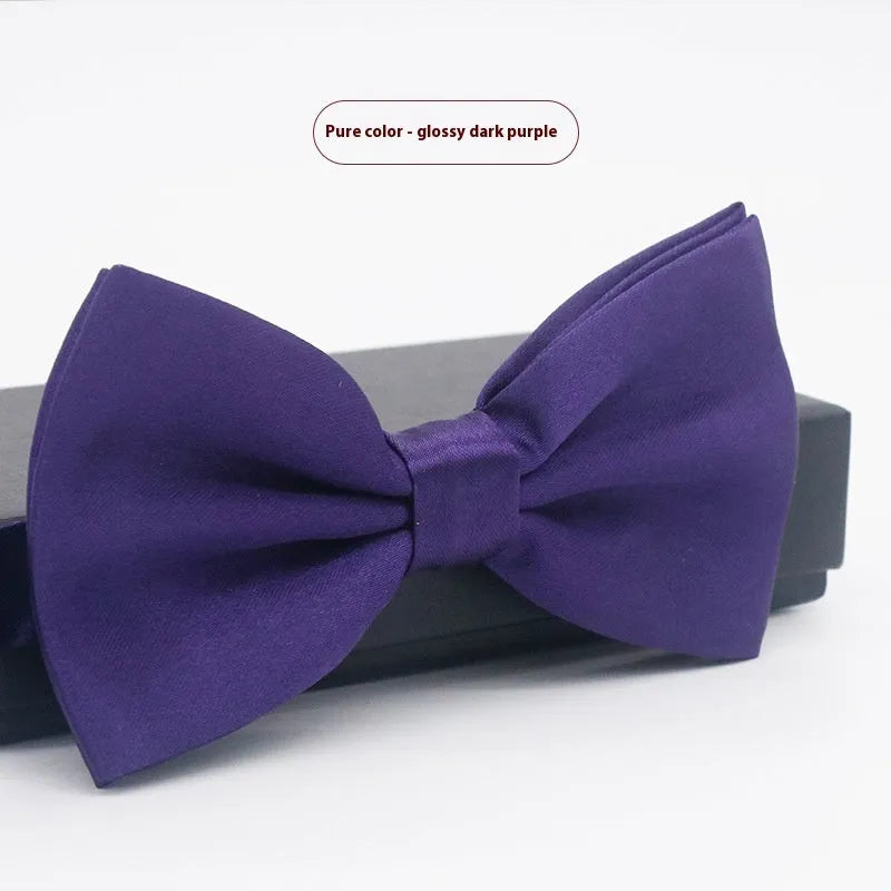 Men's solid colour formal bow tie in flat head style showing 12x6cm dimensions