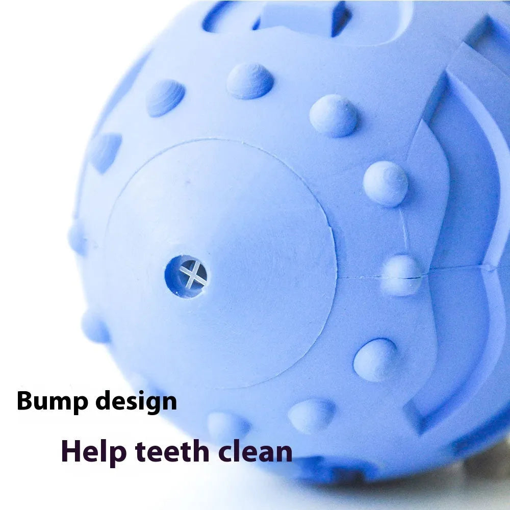 Thickened rubber vocal rugby ball dog toy in light green or sapphire blue for interactive training