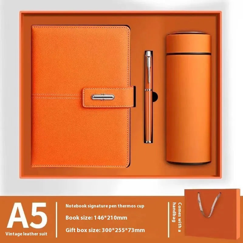 A5 PU leather notebook with wood-free paper in multiple colour options including black, red, green, blue and orange